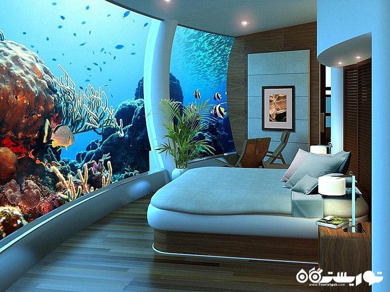 نمایی از اتاق های هتل تماشایی زیر آب