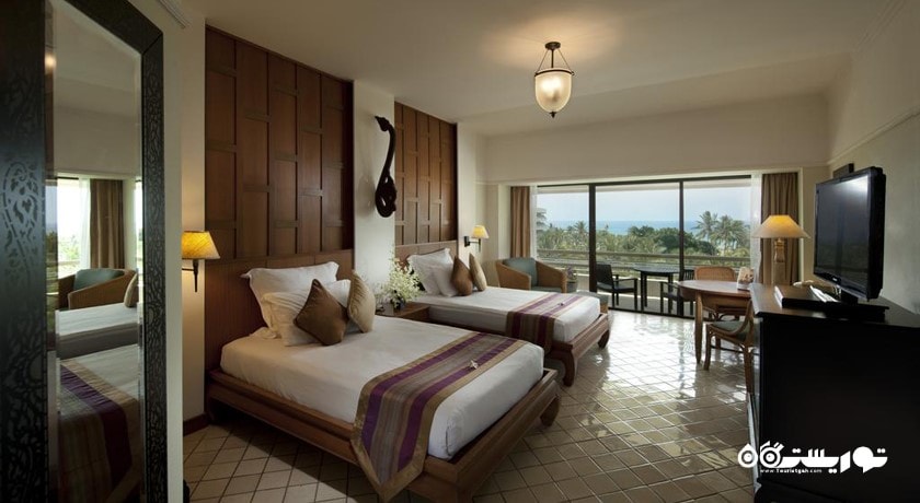 تخت های توئین اتاق دلوکس با چشم انداز دریا