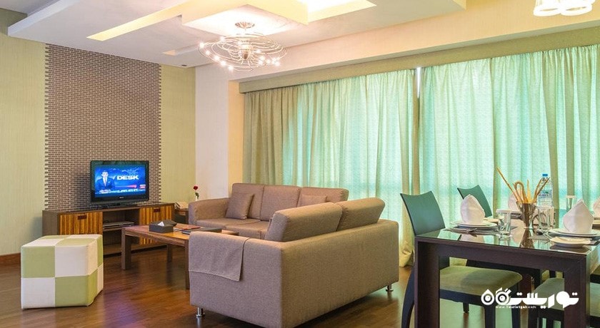 محوطه نشیمن آپارتمان یک خوابه دلوکس