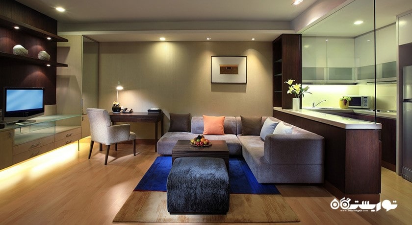محوطه نشیمن آپارتمان یک خوابه