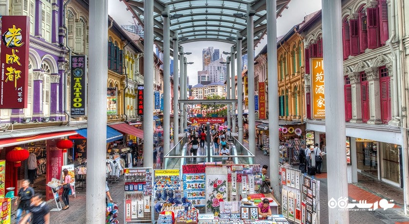 مرکز خرید بازار خیابانی چاینا تاون شهر سنگاپور کشور سنگاپور