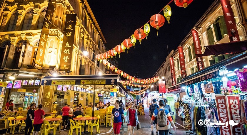 مرکز خرید بازار خیابانی چاینا تاون شهر سنگاپور کشور سنگاپور