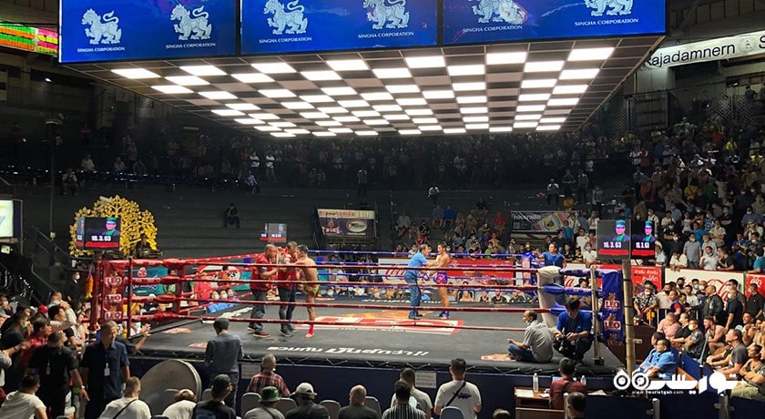 سرگرمی بوکس تایلندی در استادیوم راجادامنرن بانکوک شهر تایلند کشور بانکوک