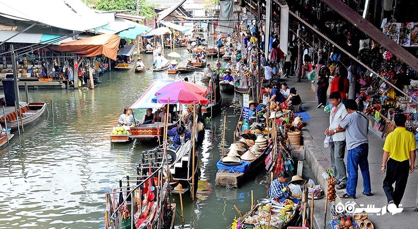 مرکز خرید بازار شناور دامنون سادواک شهر تایلند کشور بانکوک