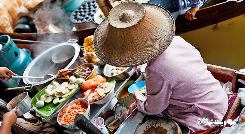 مرکز خرید بازار شناور دامنون سادواک شهر تایلند کشور بانکوک