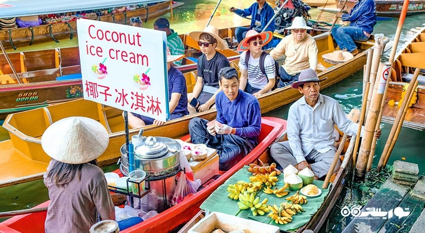 مرکز خرید بازار شناور دامنون سادواک شهر تایلند کشور بانکوک