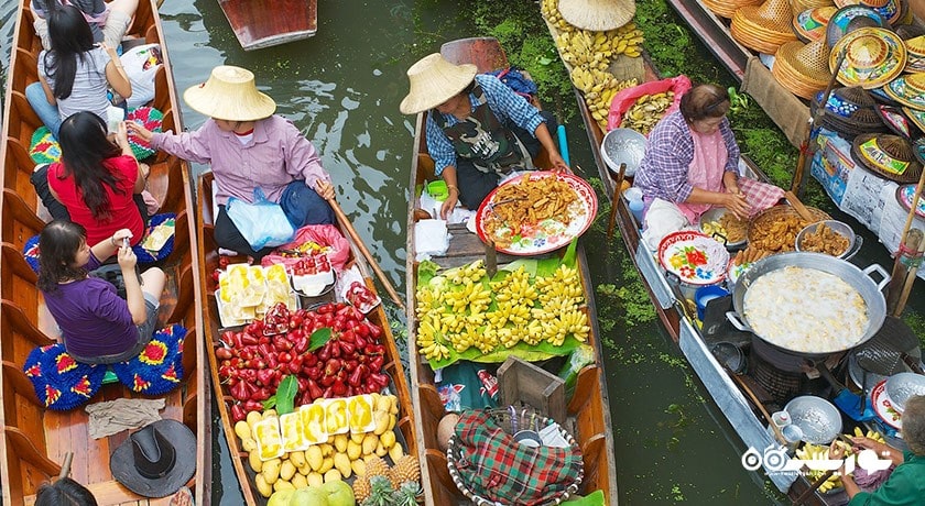 مرکز خرید بازار شناور دامنون سادواک شهر تایلند کشور بانکوک