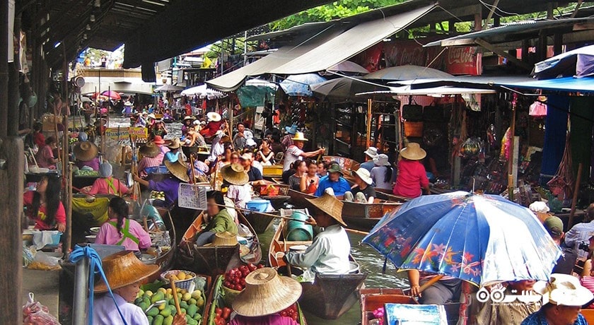 مرکز خرید بازار شناور دامنون سادواک شهر تایلند کشور بانکوک