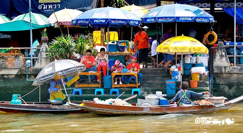 مرکز خرید بازار شناور آمپاوا شهر تایلند کشور بانکوک