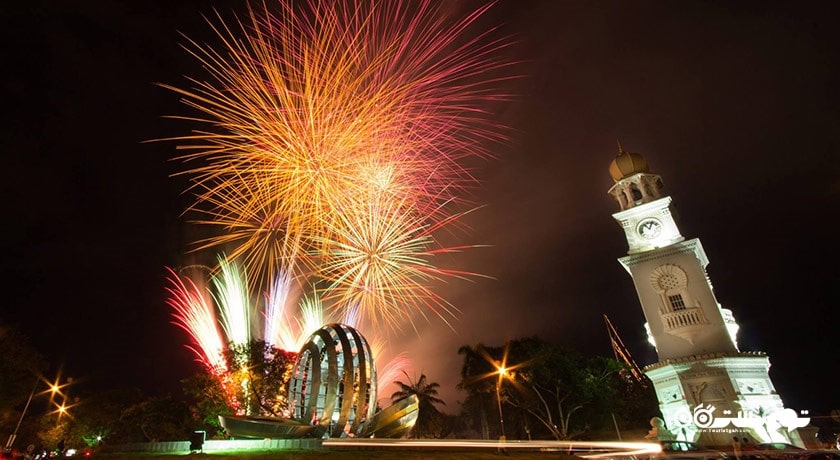  برج ساعت یادبود ملکه ویکتوریا شهر مالزی کشور پنانگ