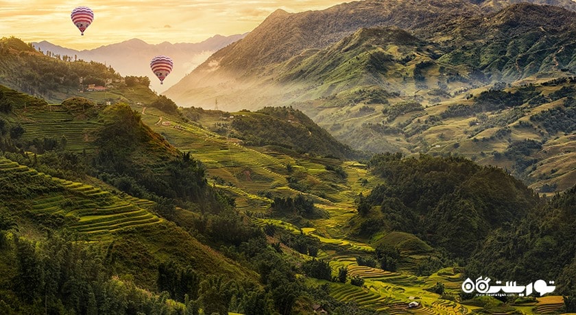 سرگرمی بالون سواری بر فراز اوبود شهر اندونزی کشور بالی