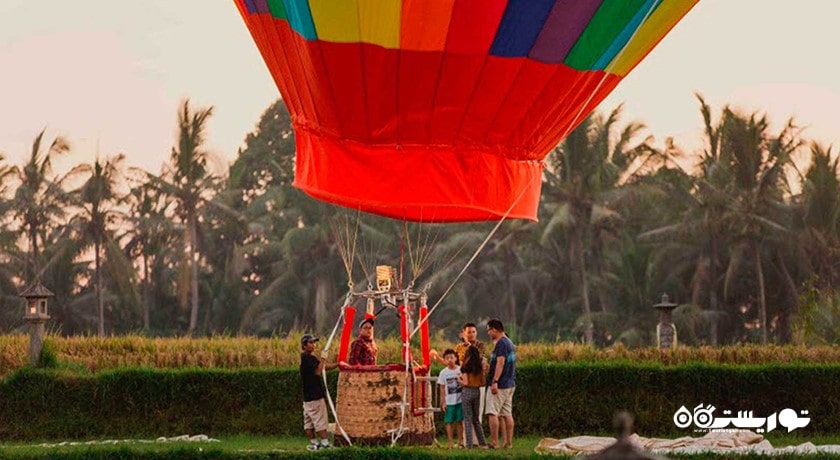سرگرمی بالون سواری بر فراز اوبود شهر اندونزی کشور بالی
