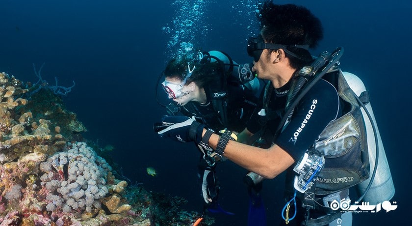 سرگرمی غواصی درون غار در بالی شهر اندونزی کشور بالی