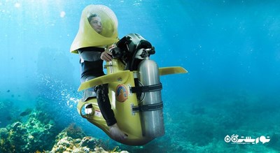 سرگرمی اسکوتر سواری دونفره زیر آب در بالی شهر اندونزی کشور بالی