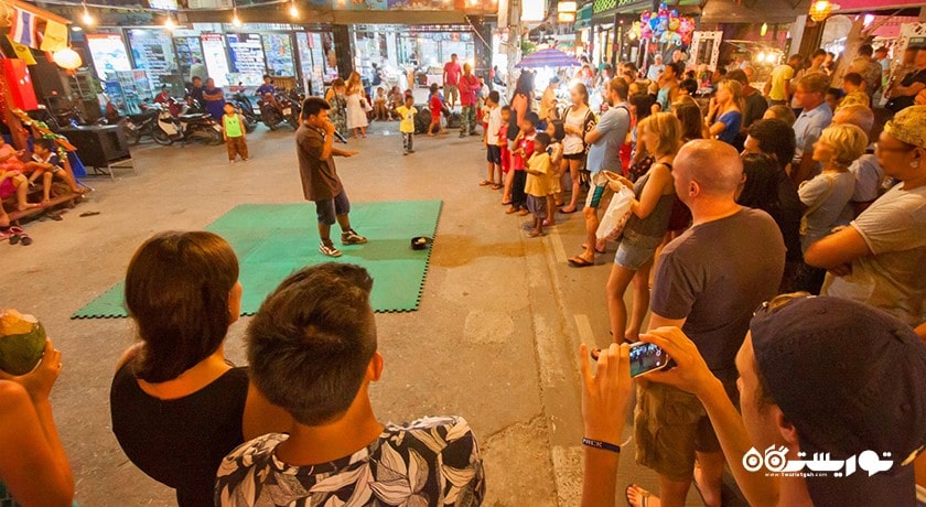 مرکز خرید مرکز خرید خیابان دهکده ماهیگیر شهر تایلند کشور کو سامویی