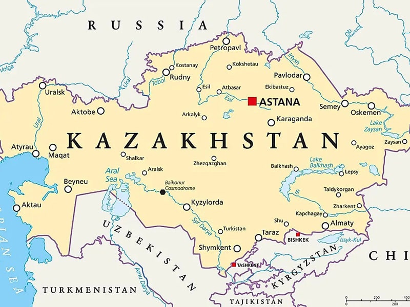 قزاقستان یکی از کشورهای میان قاره ای به هم پیوسته 