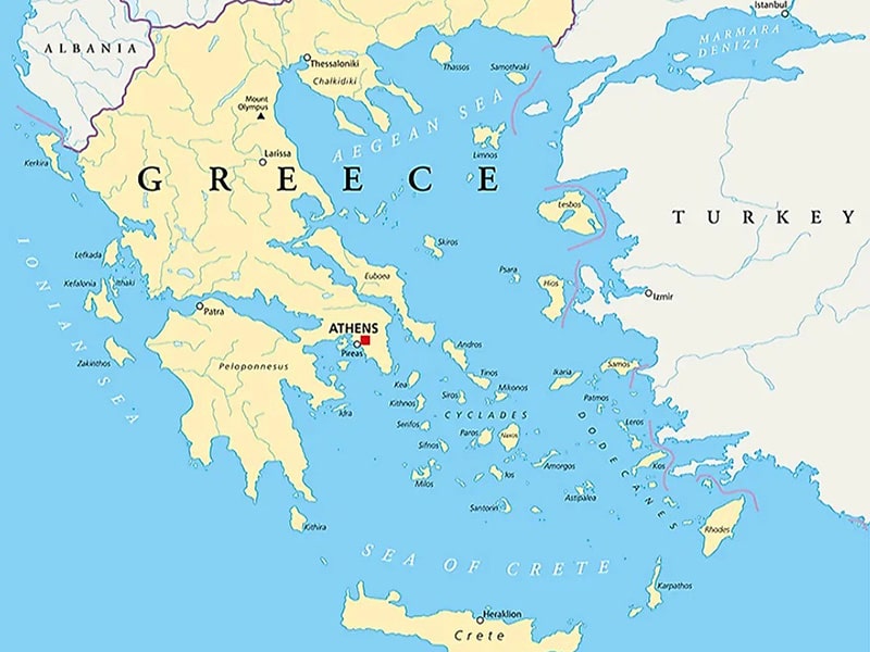 یونان یکی از کشورهای میان قاره ای گسسته