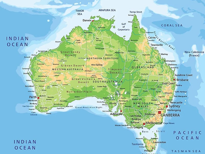 استرالیا یکی از کشورهای میان قاره ای گسسته